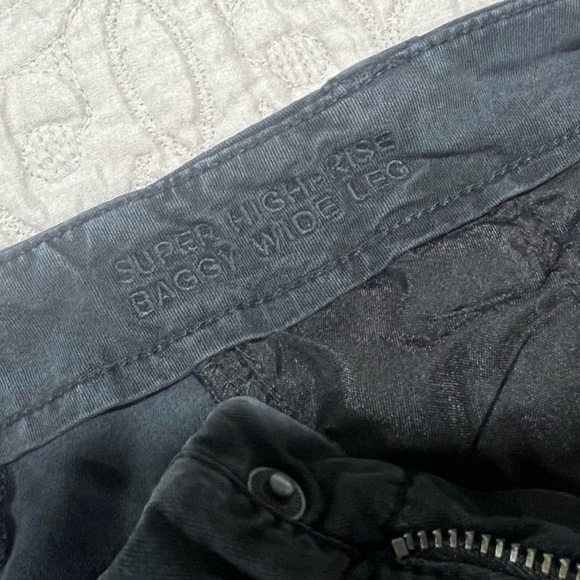 American Eagle Outfitters black cargo wide leg baggy super high rise pants 000 - Picture 5 of 6